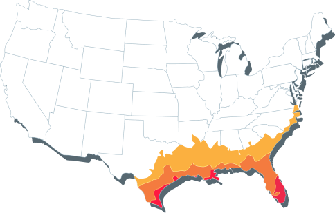 USA climate zone map showing humid climates